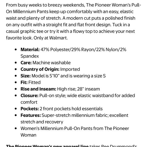 The Pioneer Woman Navy “millennium” pull on pants. 2X and 1X - Picture 5 of 12